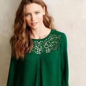 Anthro. HD in Paris Dara Green Cutout Blouse, 6